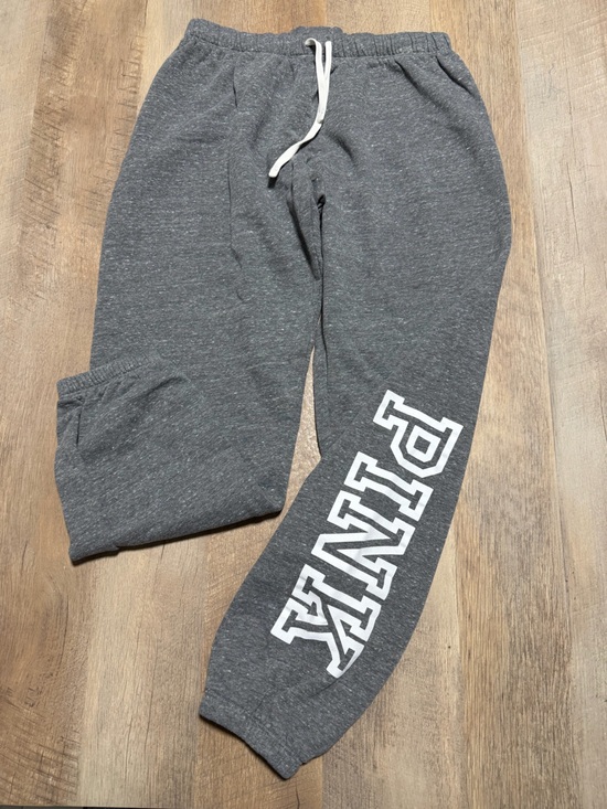 PINK Victoria's Secret Pants - Victoria’s Secret PINK Gray Logo Boyfriend Sweatpants Joggers | Medium